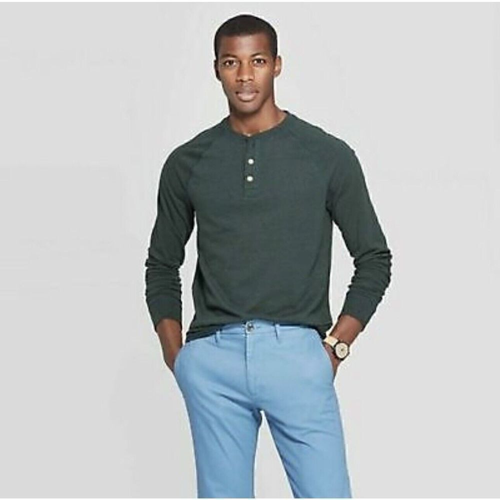 Long Sleeve Henley T-Shirt - Goodfellow & Co Green. Size XXL . NWT. Q